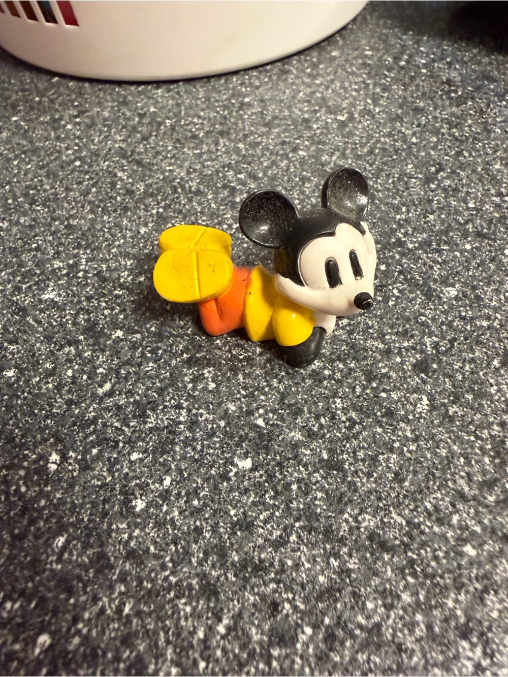 Disney Mickey Mouse Small Yellow & Black Figurine with Orange Accents